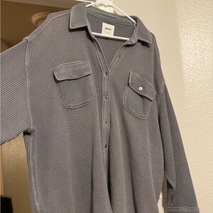 Aerie Charcoal Waffle Knit Carpenter Top